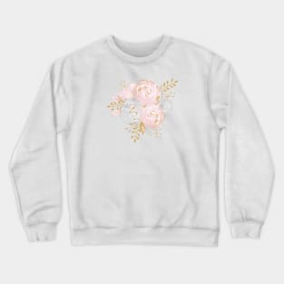 Gold Glitter Rosegold Pink Watercolor Bouquet Crewneck Sweatshirt